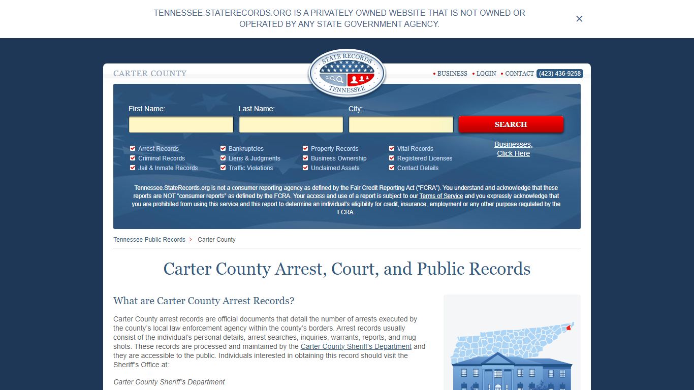 Carter County Arrest, Court, and Public Records