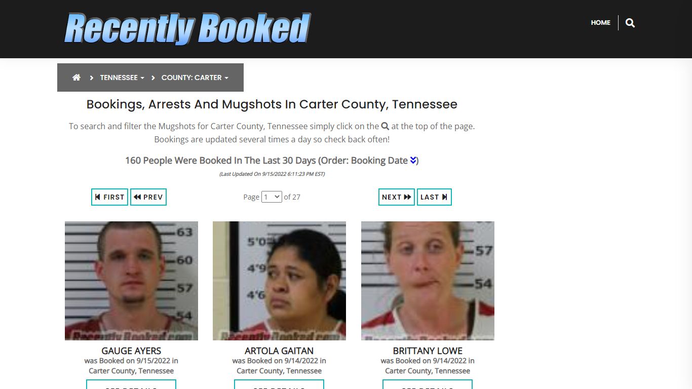 Bookings, Arrests and Mugshots in Carter County, Tennessee